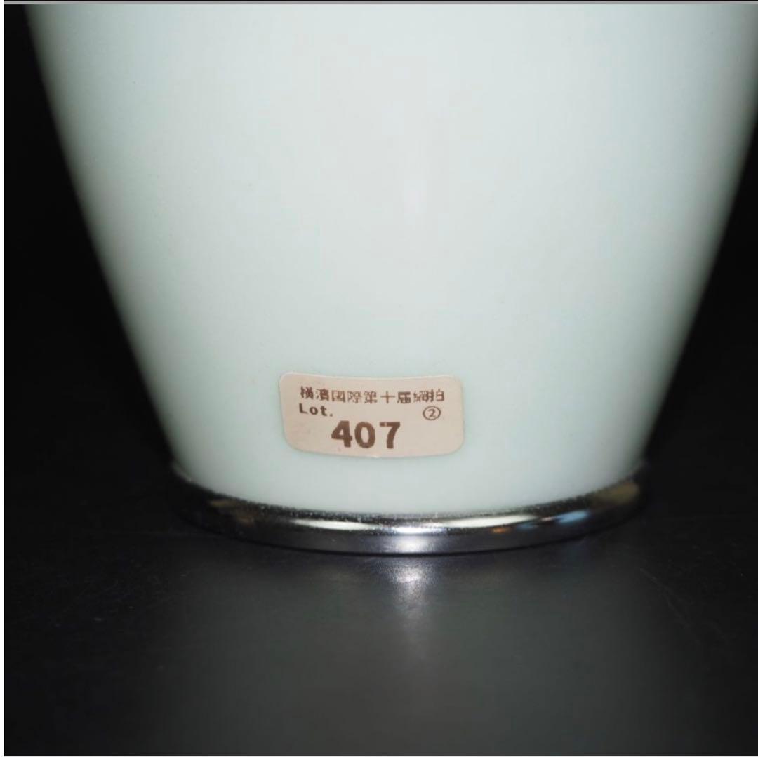 送料無料　薔薇図銀線有線七宝花瓶　時代物