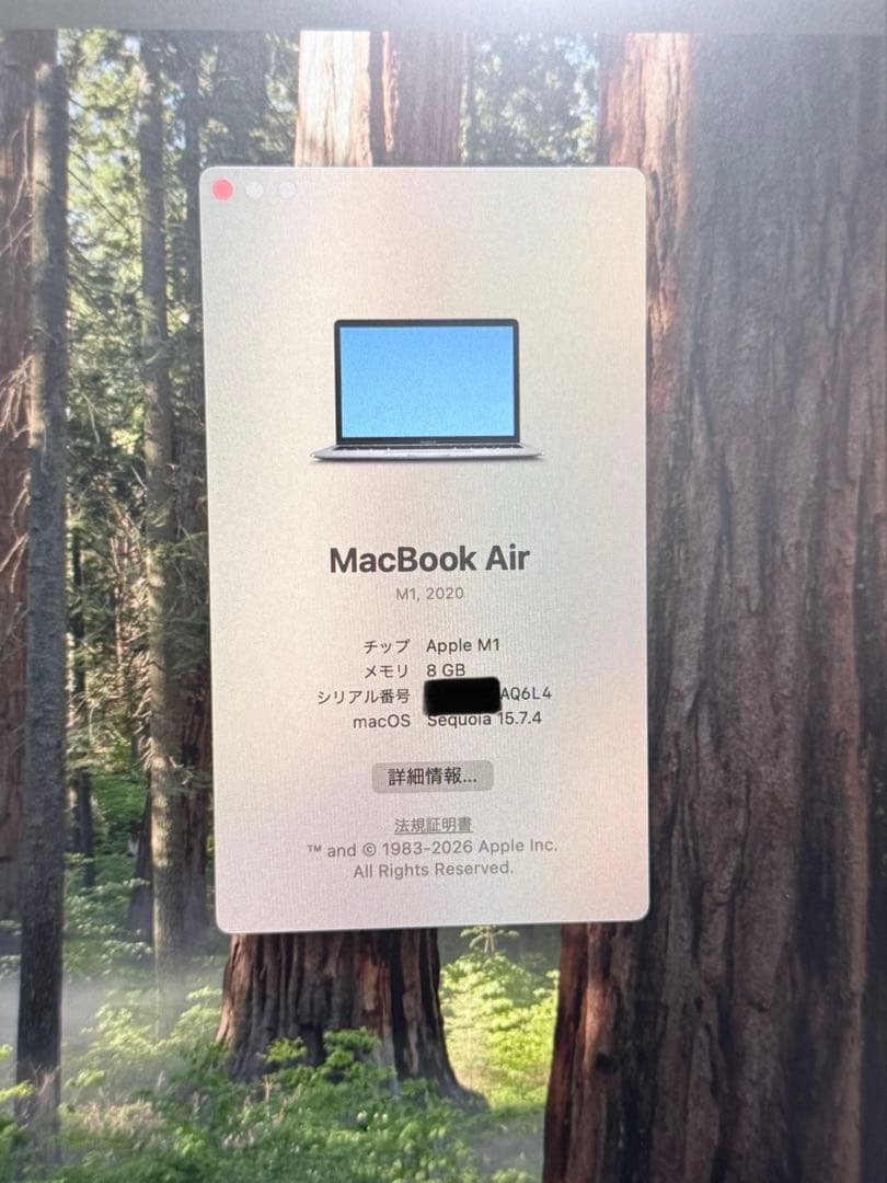 MacBook Air M1 8GB 256GB バッテリー良好　美品