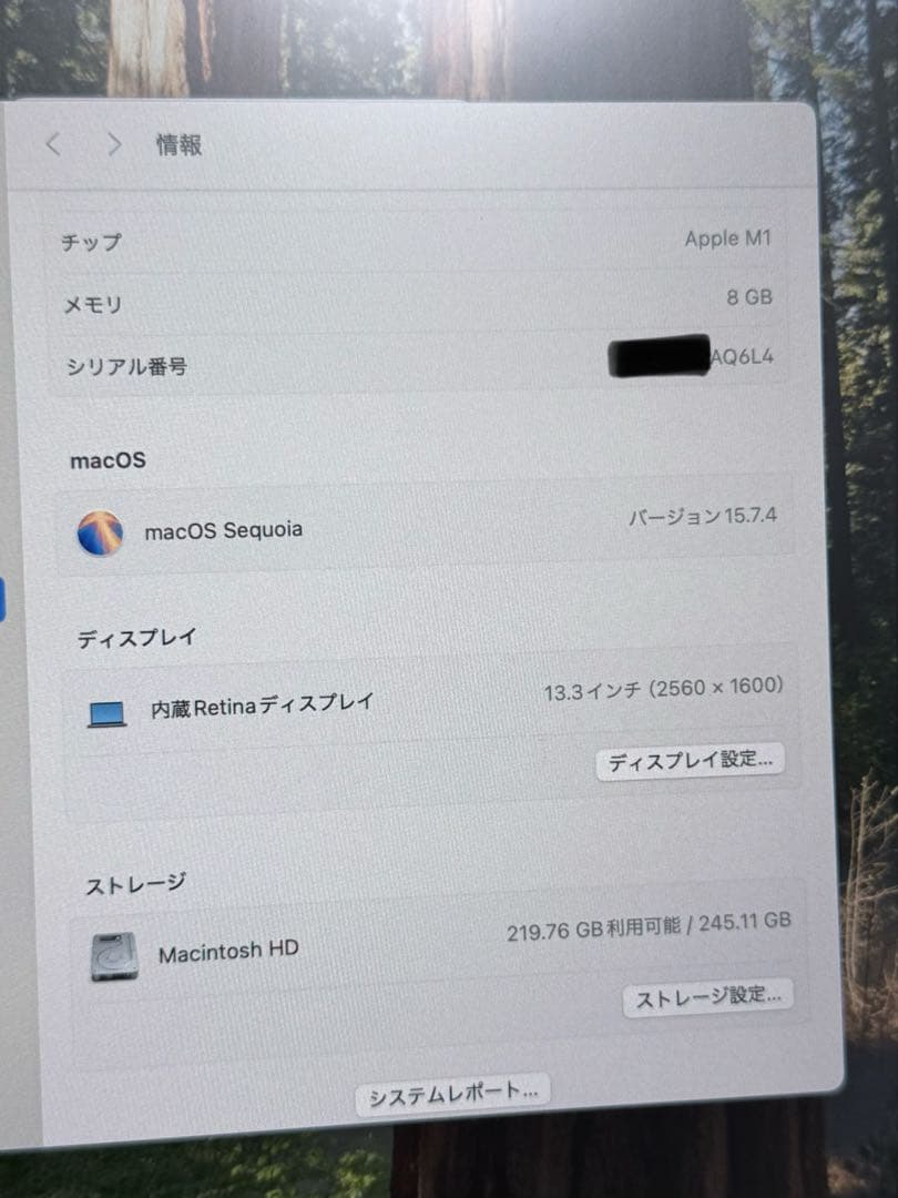 MacBook Air M1 8GB 256GB バッテリー良好　美品