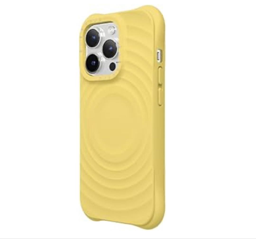 CASETiFY iPhone 14Proケース 波型 耐衝撃 イエロー