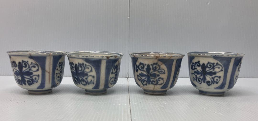 【骨董】古伊万里 染付 蕎麦猪口 4客セット 江戸〜明治 時代物
