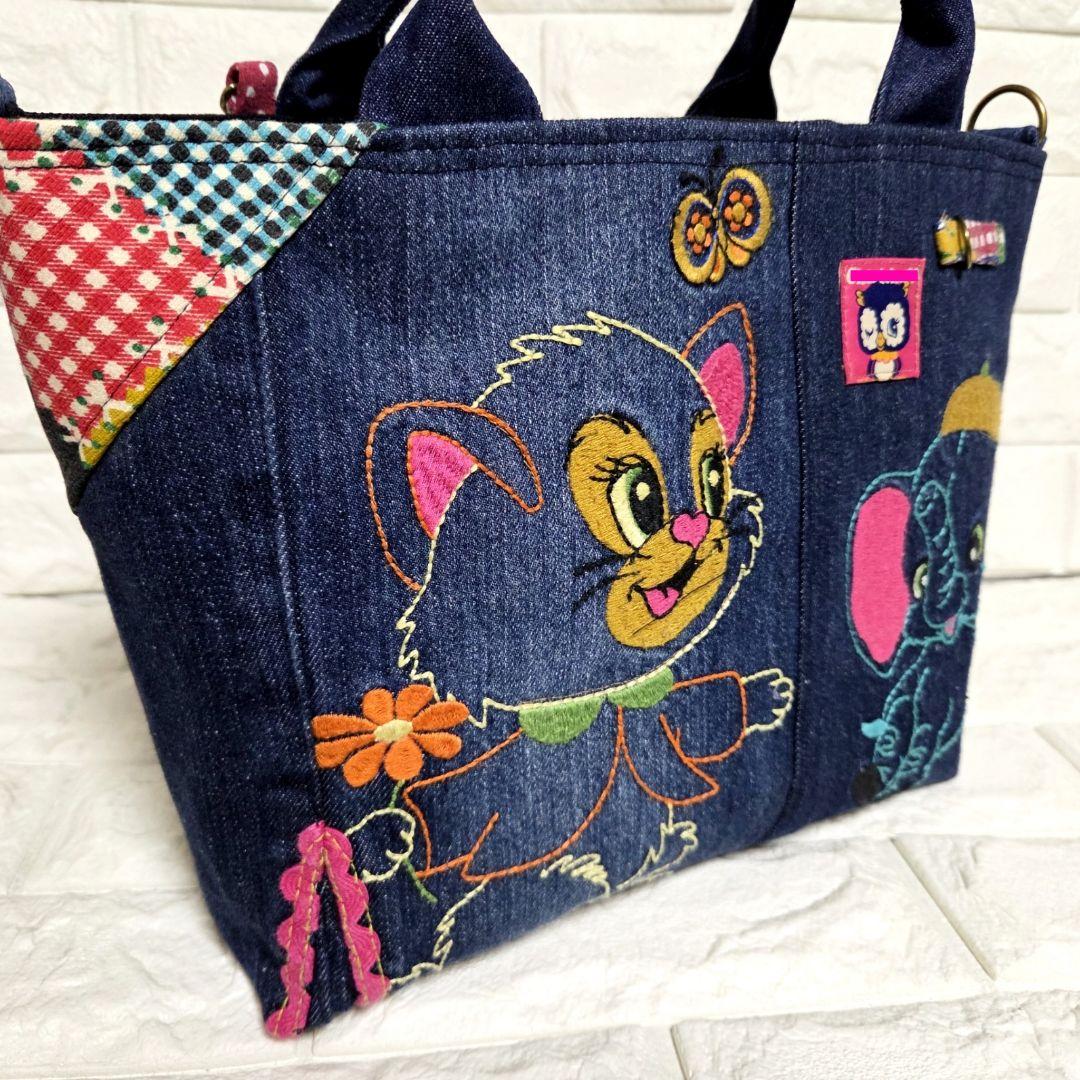 931 デニム＊リメイク＊刺繍＊バッグ＊トートバッグ