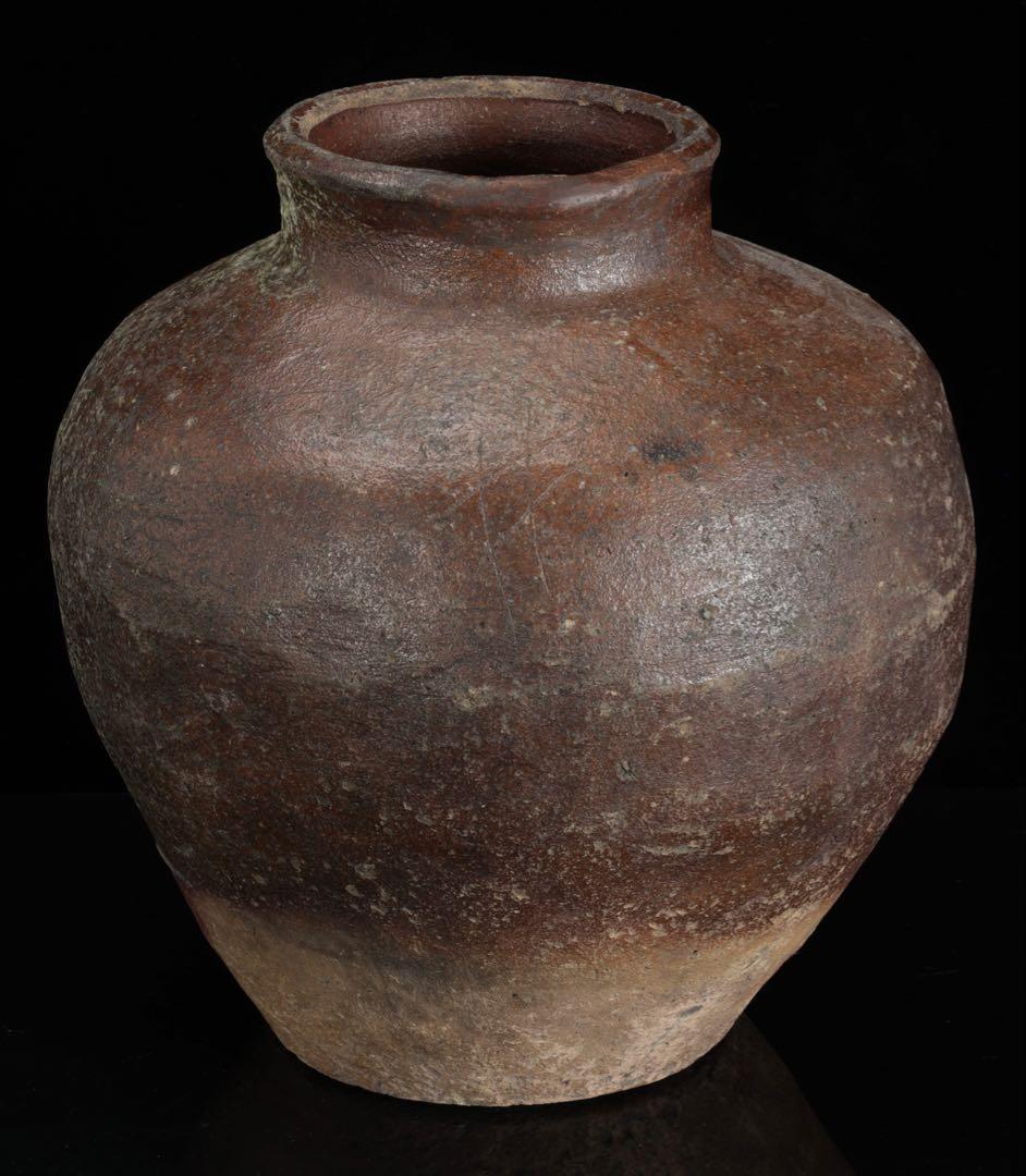 室町時代 古備前 自然釉壺 高さ26cm 花器 壷 日本古陶磁 古美術 骨董品