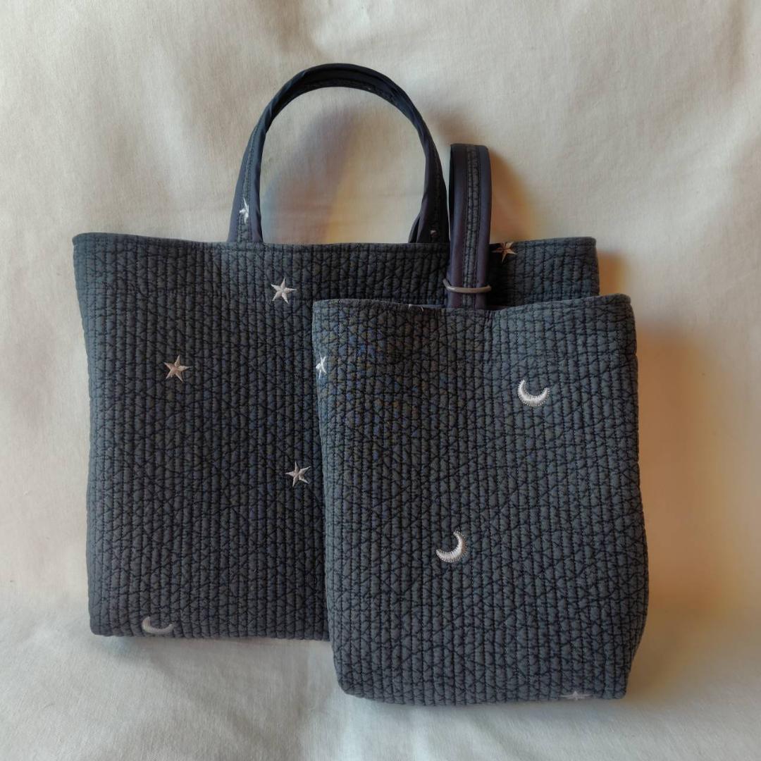 ☆レッスンバッグ 上履き入れ 2点セット☆ 星と月 ヌビバッグ 入学