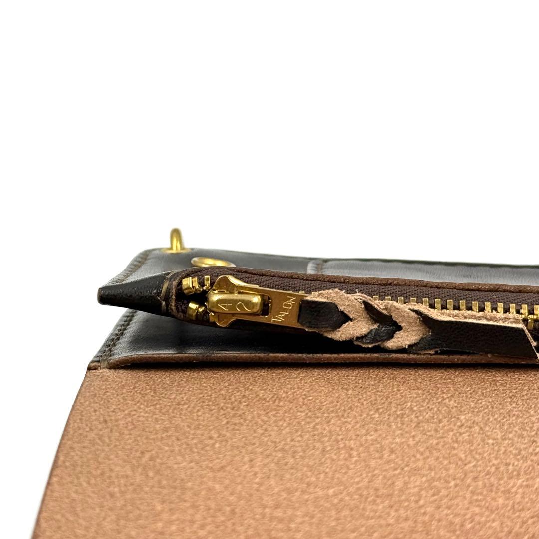 トラッカーウォレット(ブラック)2層タイプ サドルレザー　タロンジッパー　真鍮