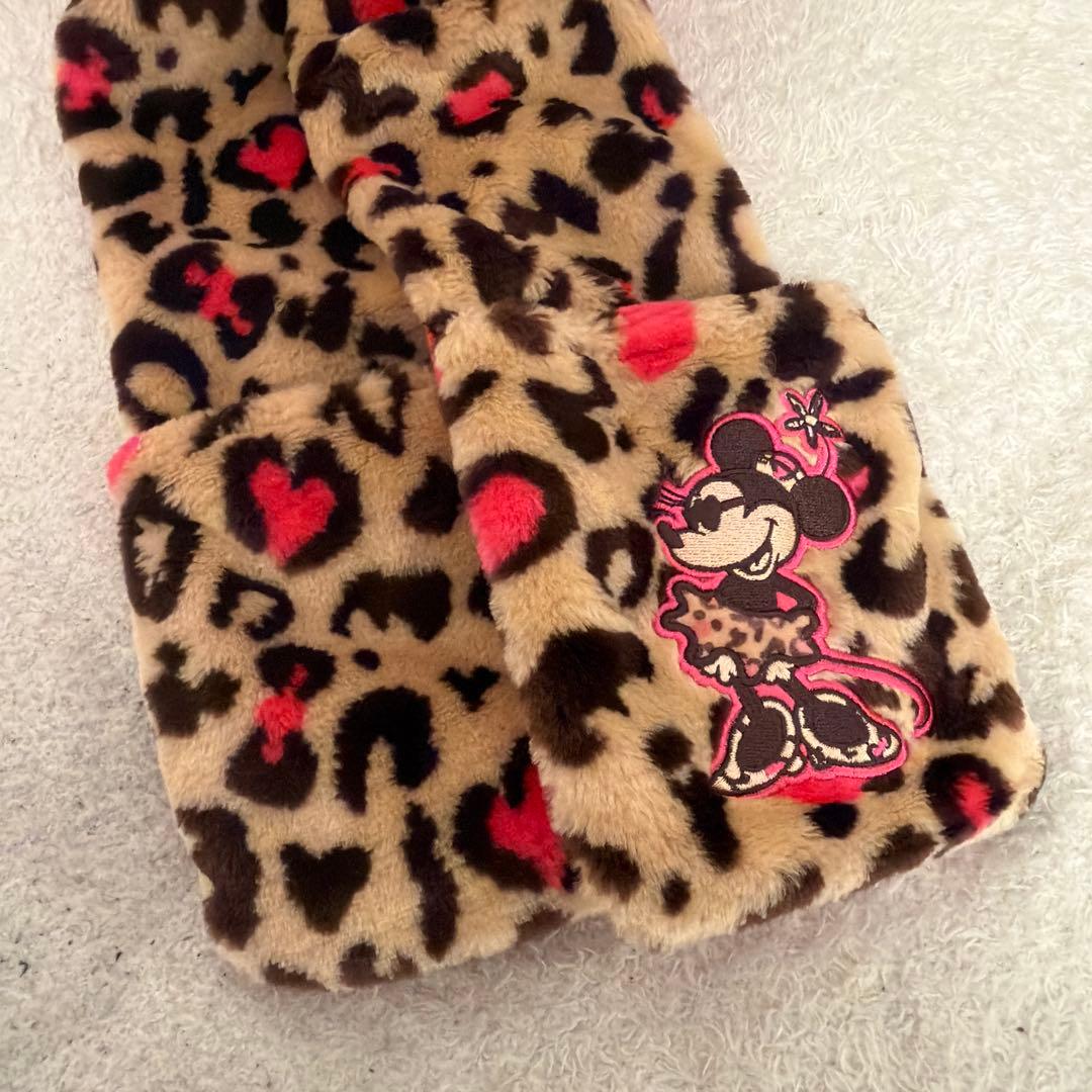 ミニー ヒョウ柄マフラーキャップ