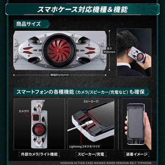 変身アクションケース 変身ベルト タイフーンプラーナ強制排出初期型 スマホケース