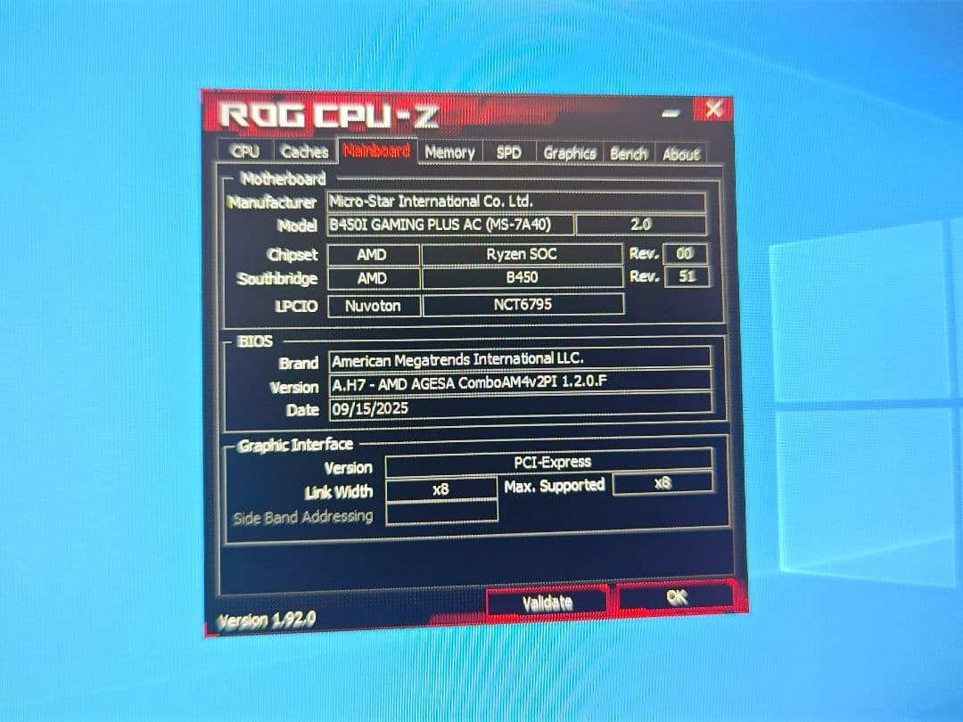 美品 MSI B450I GAMING PLUS AC 最新BIOS更新済み