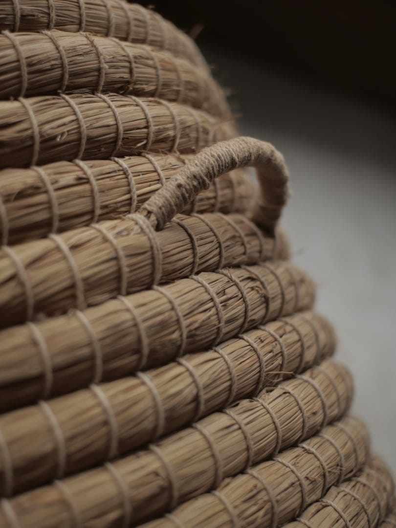 藁いずみ　お櫃入れ　いじこ　猫ちぐら　藁　かご　籠　古道具　アンティーク　民藝