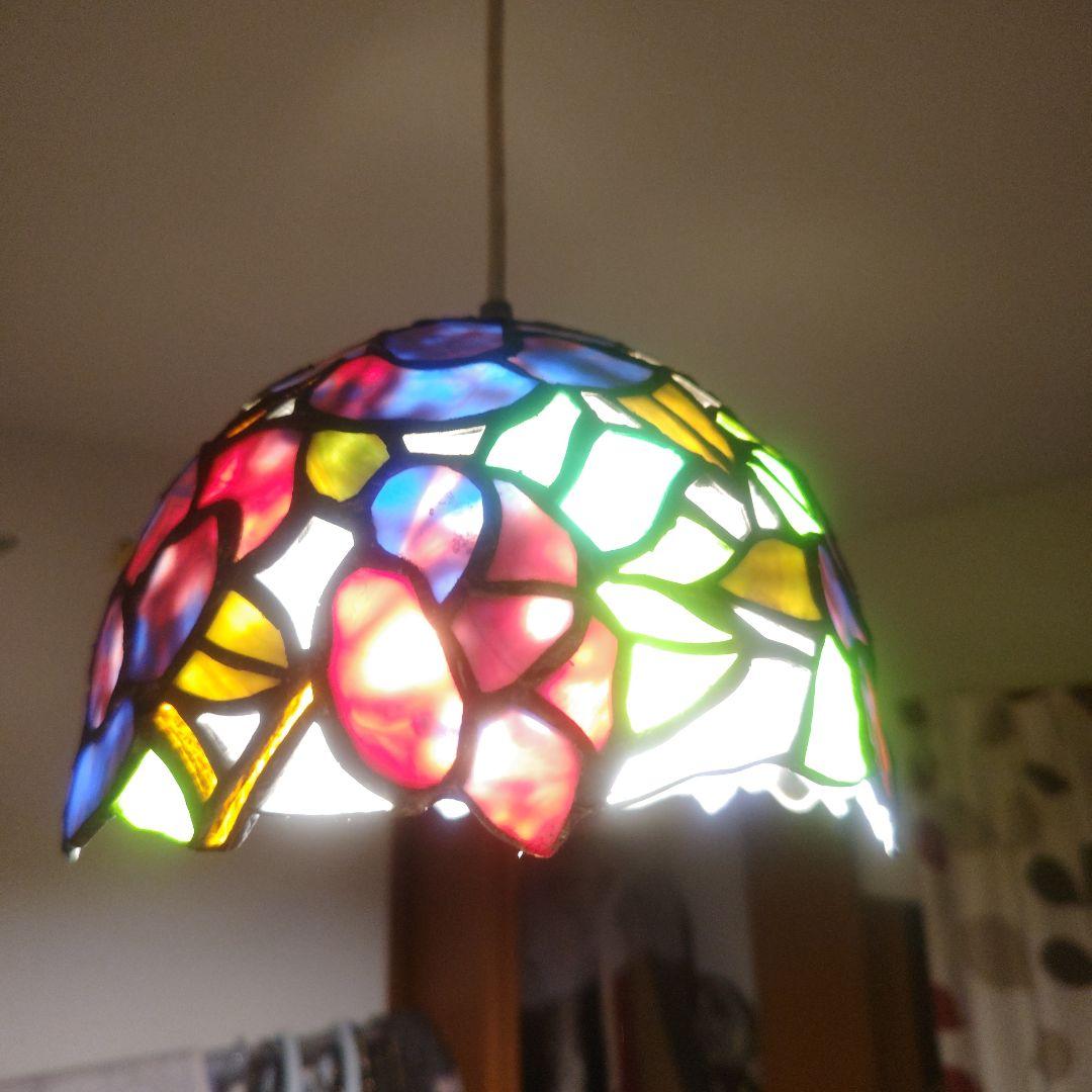 ステンドグラス天井照明 コード交換済み！割れなど見当たりません！【最終価格】