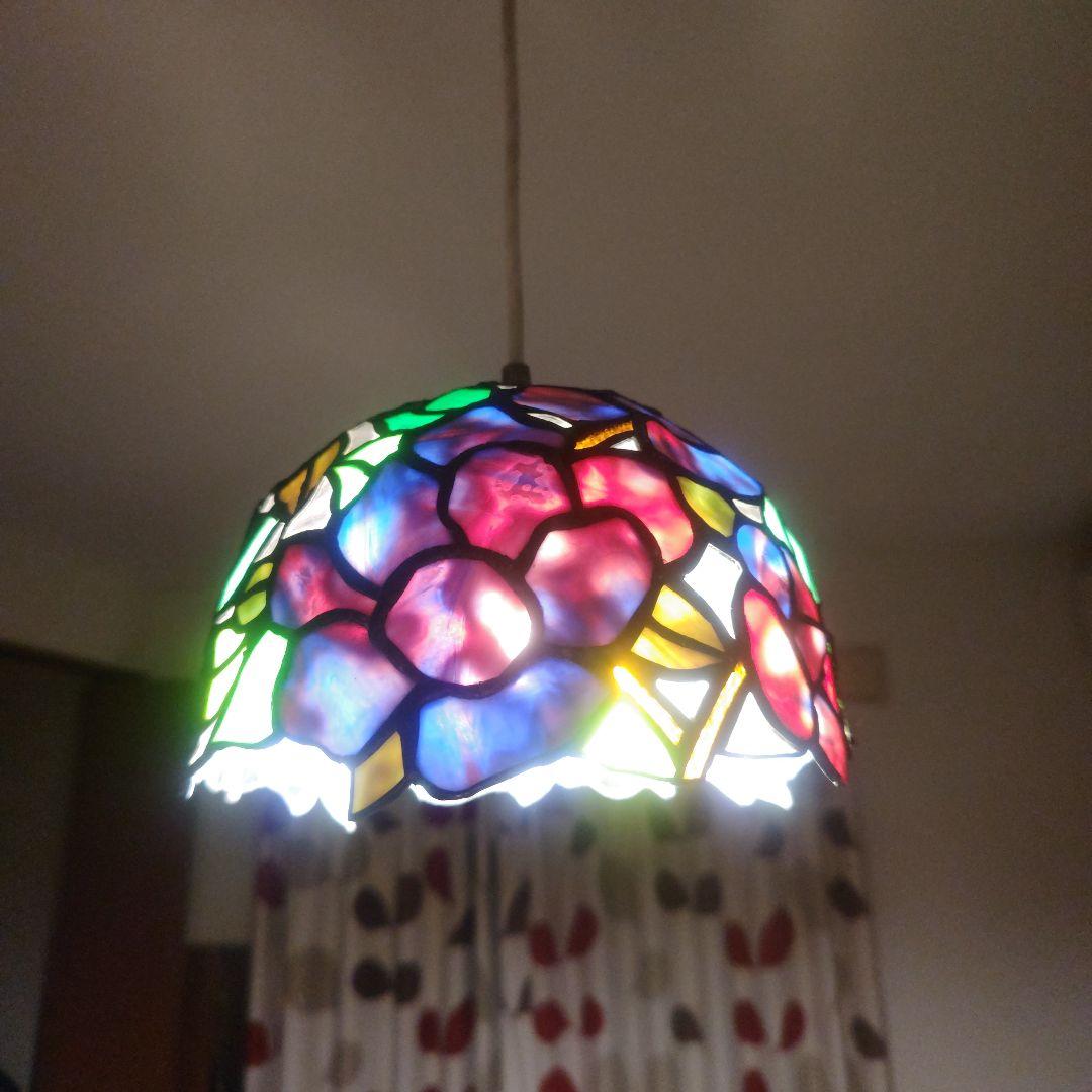 ステンドグラス天井照明 コード交換済み！割れなど見当たりません！【最終価格】