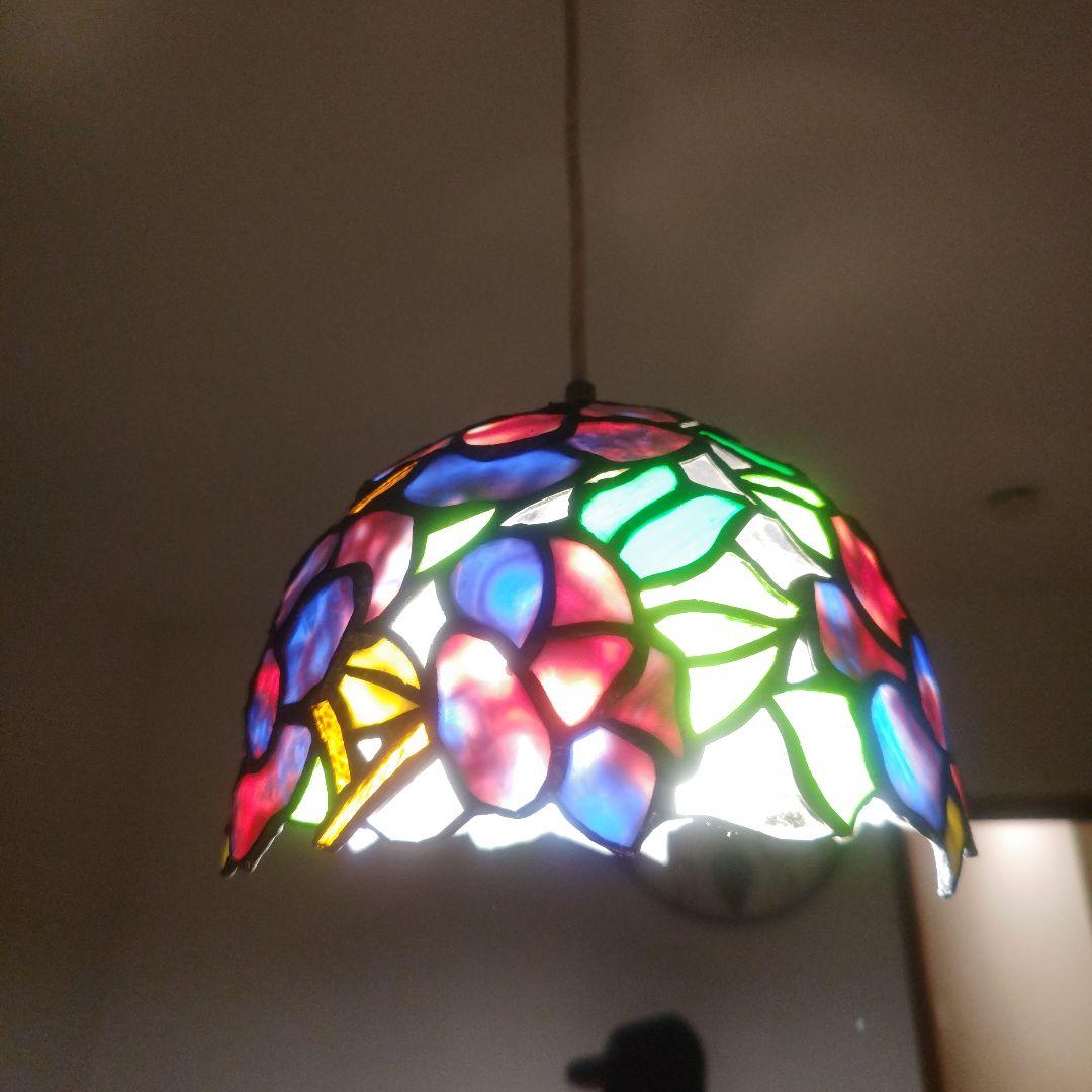 ステンドグラス天井照明 コード交換済み！割れなど見当たりません！【最終価格】