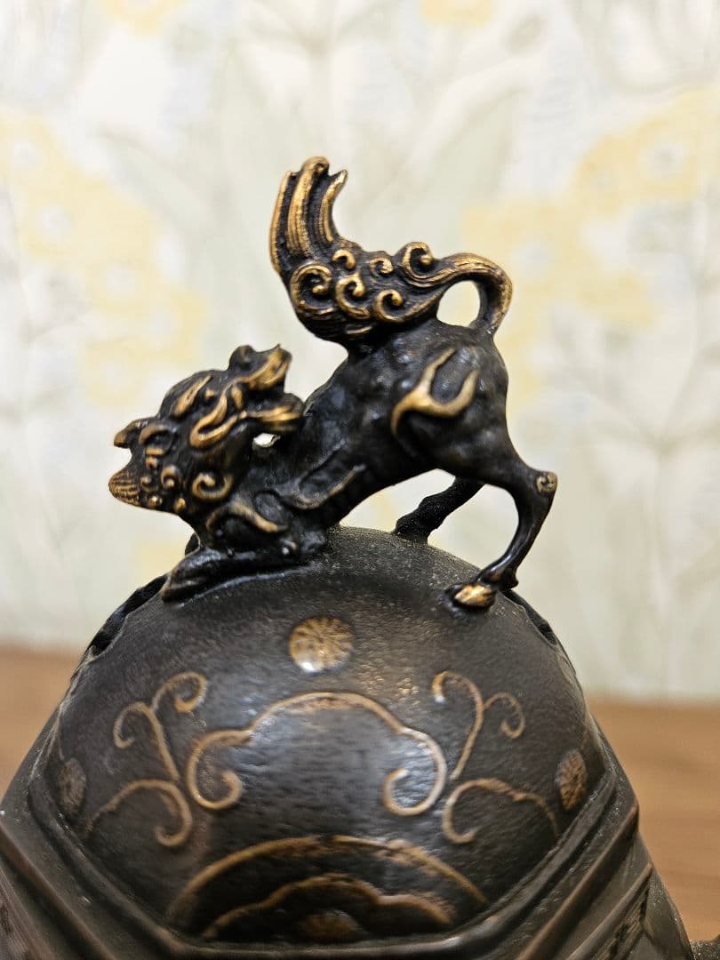 高岡銅器 大峰作 蝋型鋳銅香炉 共箱付