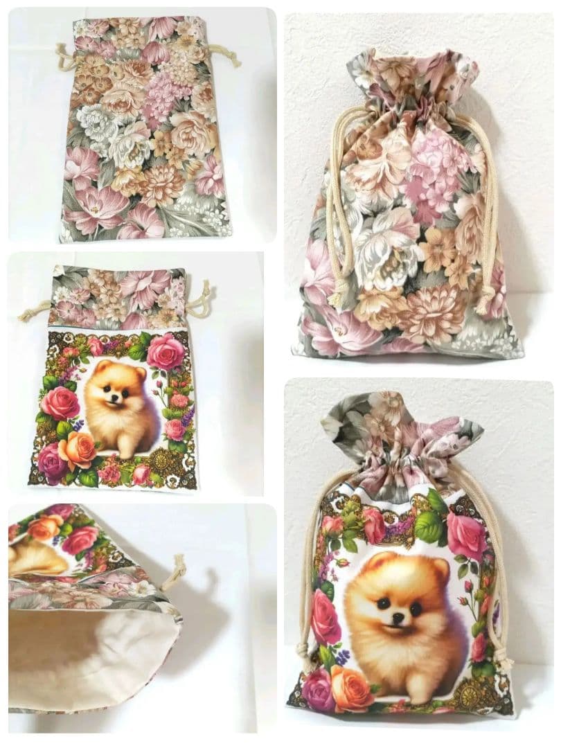 ピーチ様】ハンドメイドオーダー★ポメラニアンパネル★バッグ&ポーチ&巾着　6点