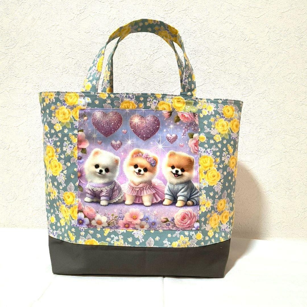 ピーチ様】ハンドメイドオーダー★ポメラニアンパネル★バッグ&ポーチ&巾着　6点