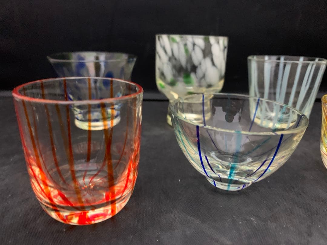 琉球ガラス　グラス　酒器　お猪口　冷酒まとめ売り6客