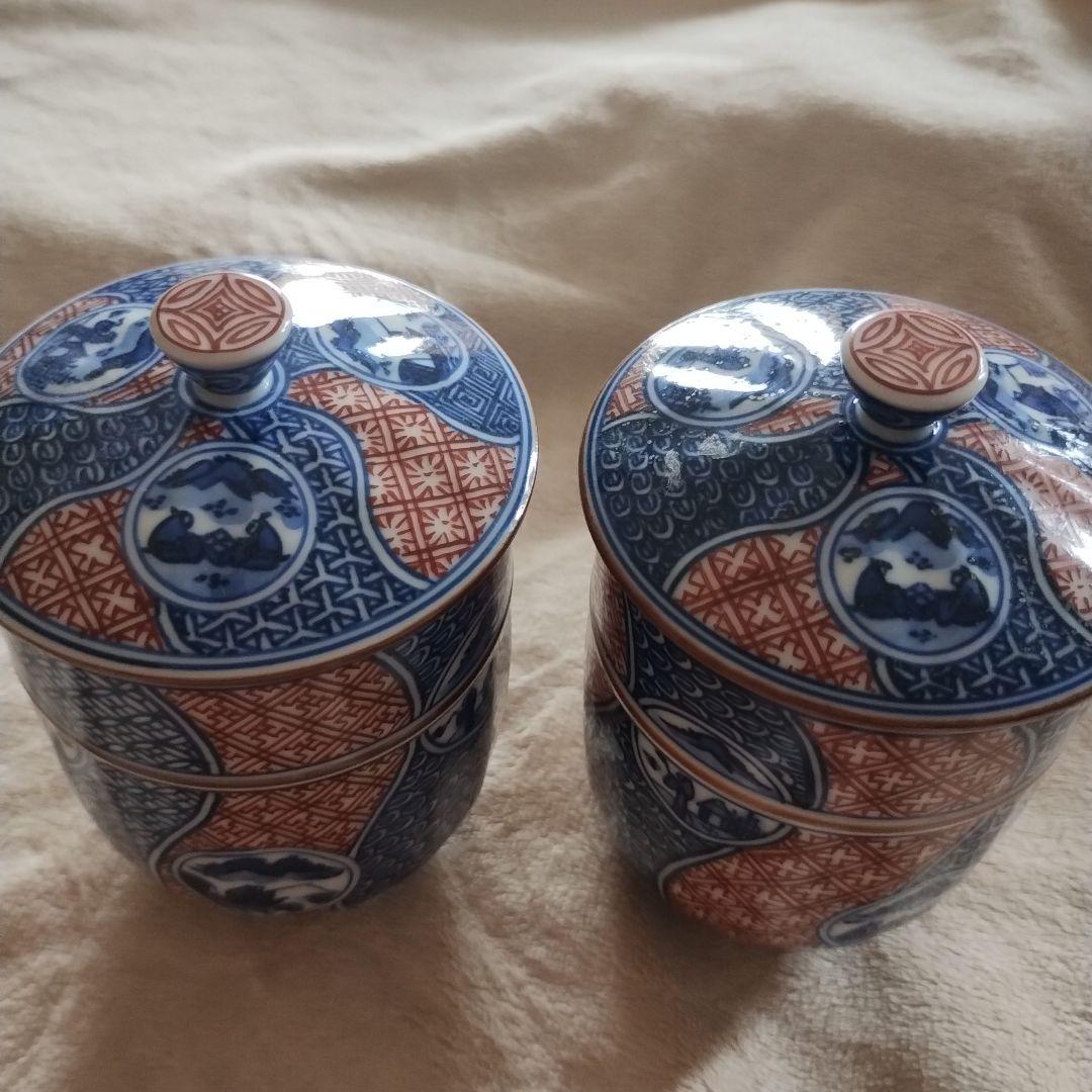 京焼 清水焼 彩捻丸紋山水湯呑み　春晃　蓋付　2客