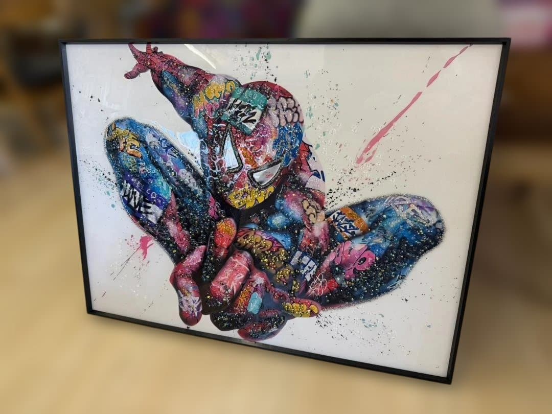 水晶絵　スパイダーマン　MARVEL　マーベル　絵画　壁掛け　絵　アートパネル