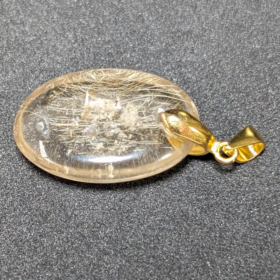 一点物 ゴールドルチル クォーツ ペンダント シルバー925 チェーン付