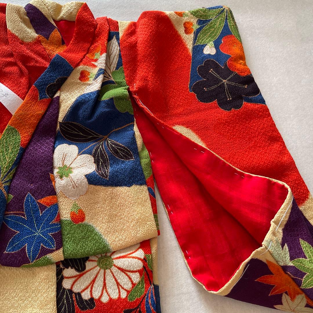 07051 人形の着物　古布　紋縮緬　12号