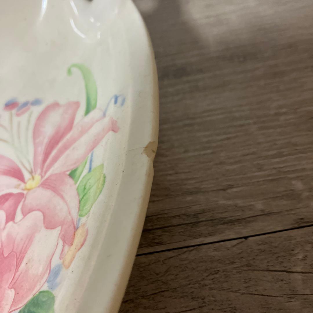 べ【希少】Kokuzyu ヴィンテージ 仕切り皿 薔薇柄 3分割パーティートレイ