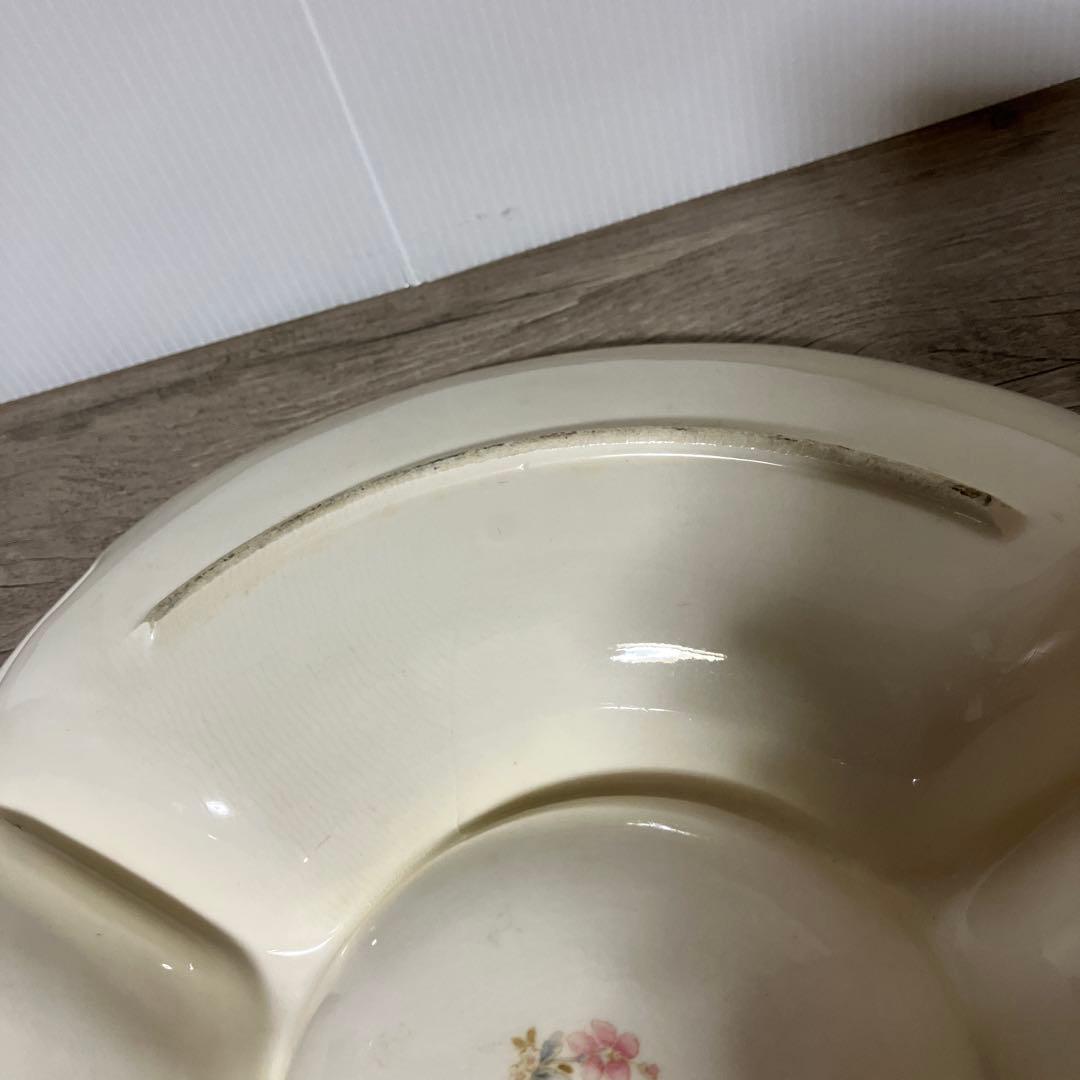 べ【希少】Kokuzyu ヴィンテージ 仕切り皿 薔薇柄 3分割パーティートレイ