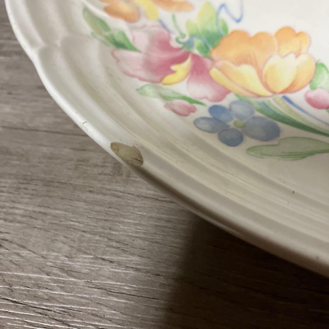 べ【希少】Kokuzyu ヴィンテージ 仕切り皿 薔薇柄 3分割パーティートレイ