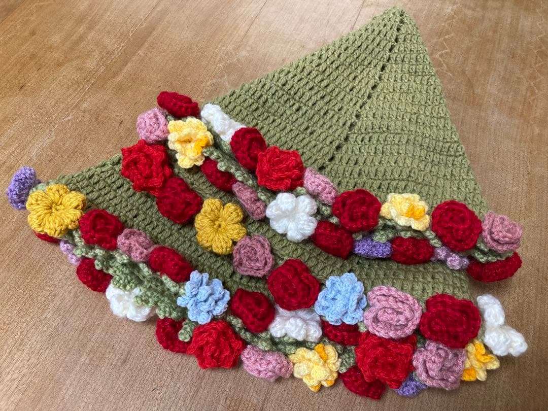 ブーケブランケット　かぎ針編みの花束　薔薇