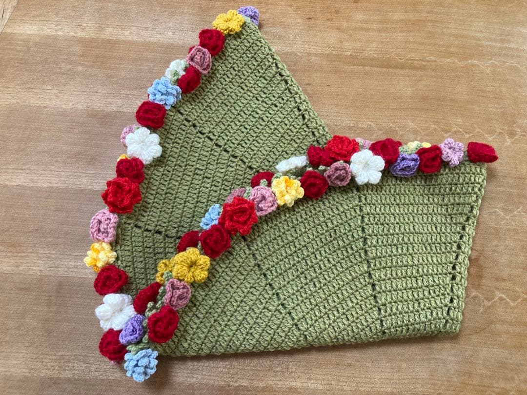 ブーケブランケット　かぎ針編みの花束　薔薇