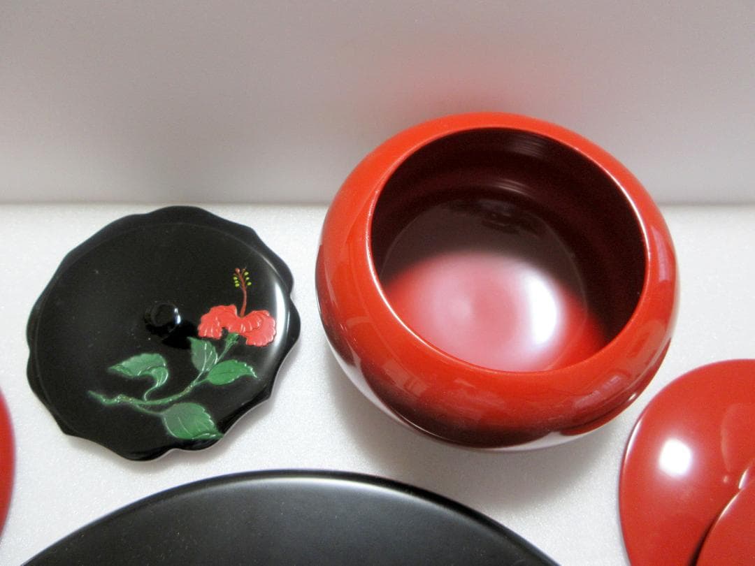 【美品】琉球漆器 菓子器 銘々皿 茶托 丸盆 計12点まとめて / 沖縄伝統工芸