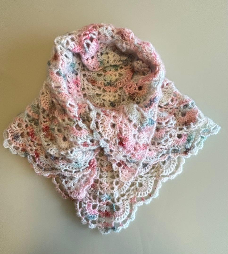 三角　バレエショール　手洗い可能　手編み　暖かい　フワフワ　モヘア　良質毛糸