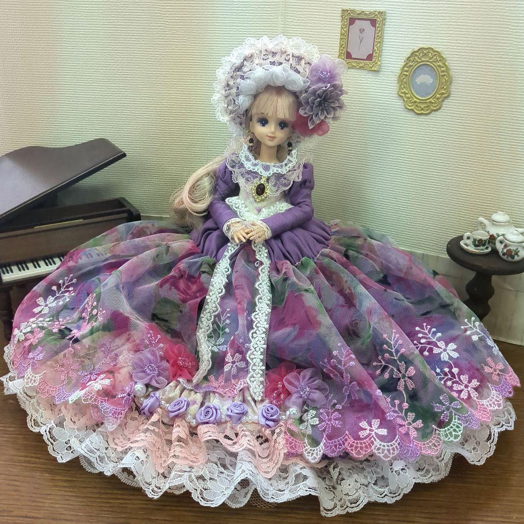 よ*よ様 ジェニーフレンド27cmドール服　あざやか♡紫のドレス