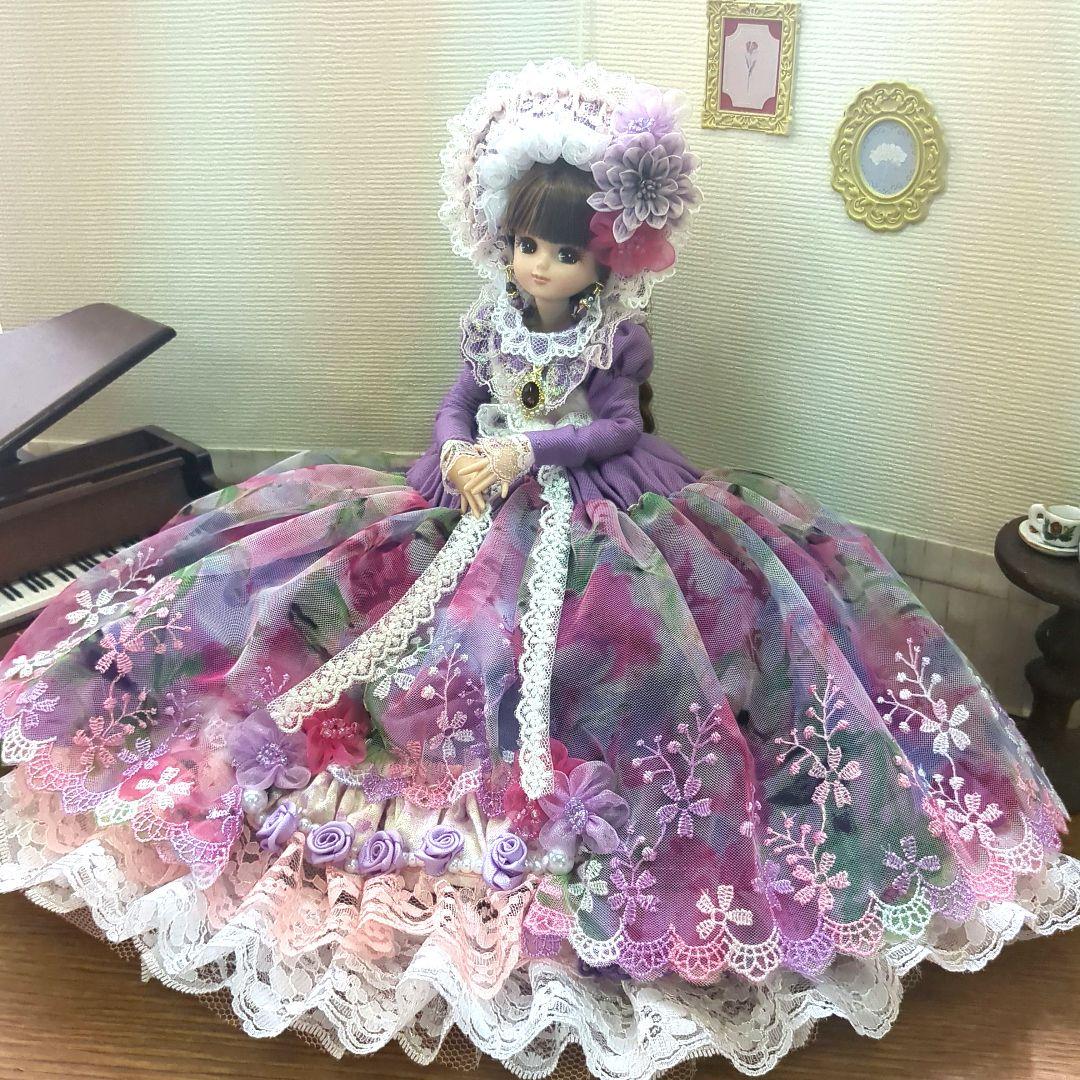 よ*よ様 ジェニーフレンド27cmドール服　あざやか♡紫のドレス