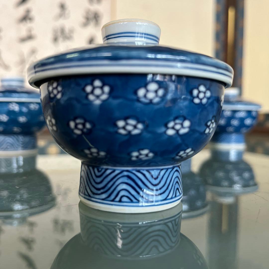 源右衛門　染付梅地紋　珍味入れ5ケ