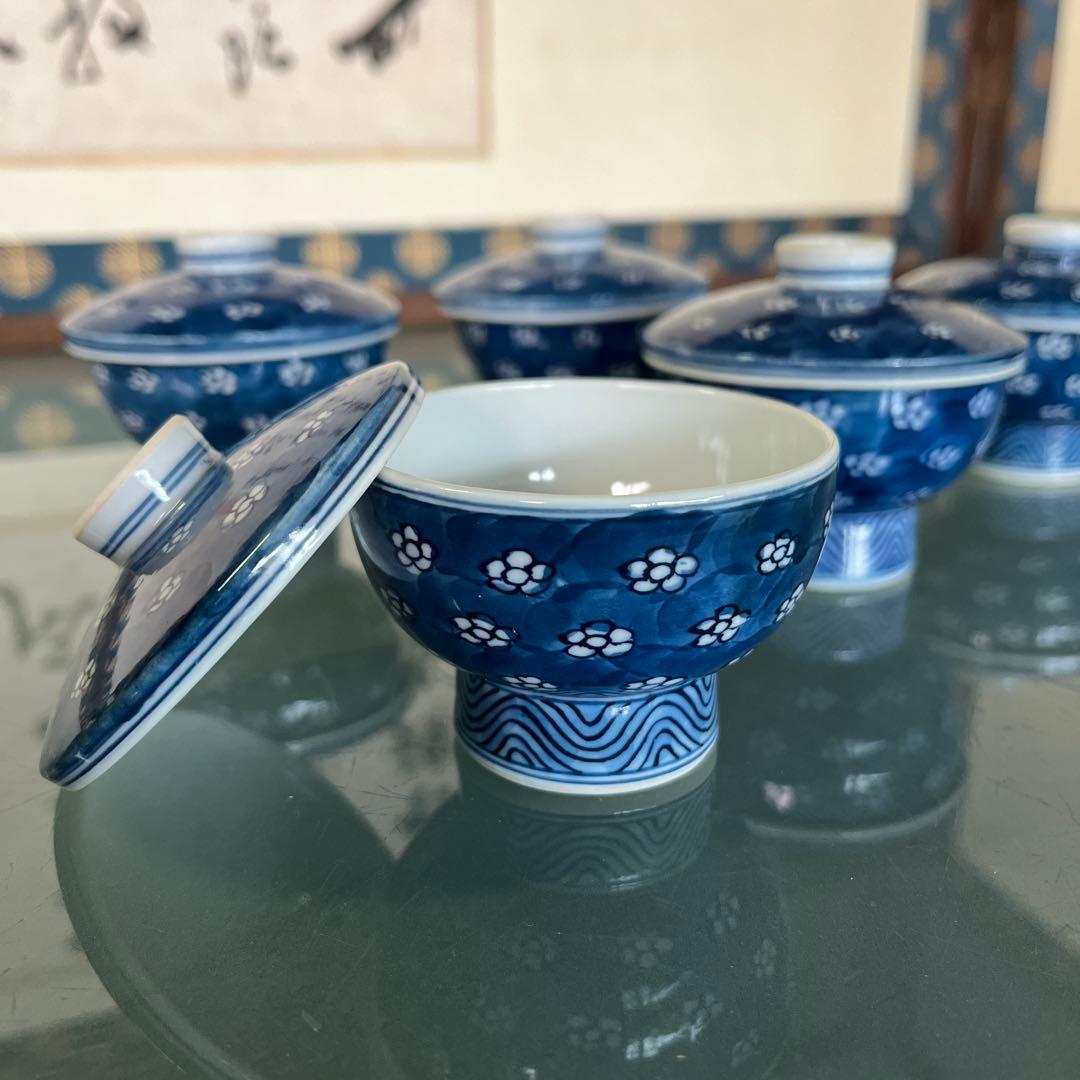 源右衛門　染付梅地紋　珍味入れ5ケ