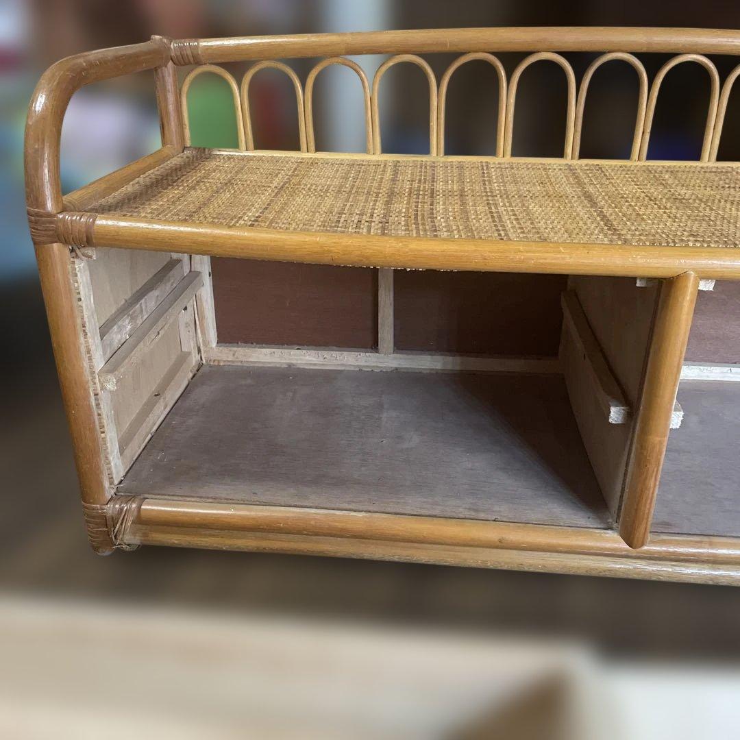 ラタンベンチチェスト　引き出し4段　タンス　昭和レトロ　アンティーク