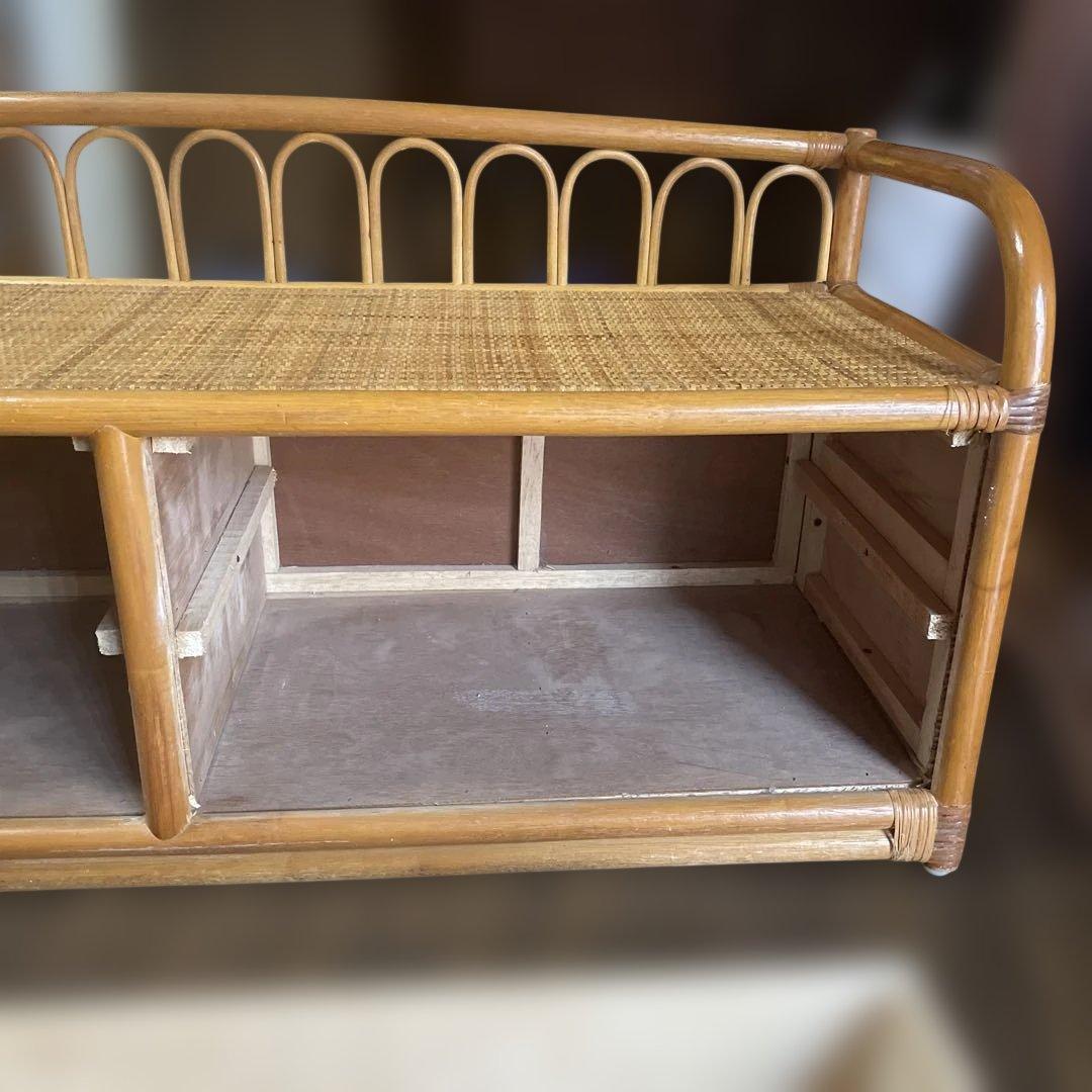 ラタンベンチチェスト　引き出し4段　タンス　昭和レトロ　アンティーク