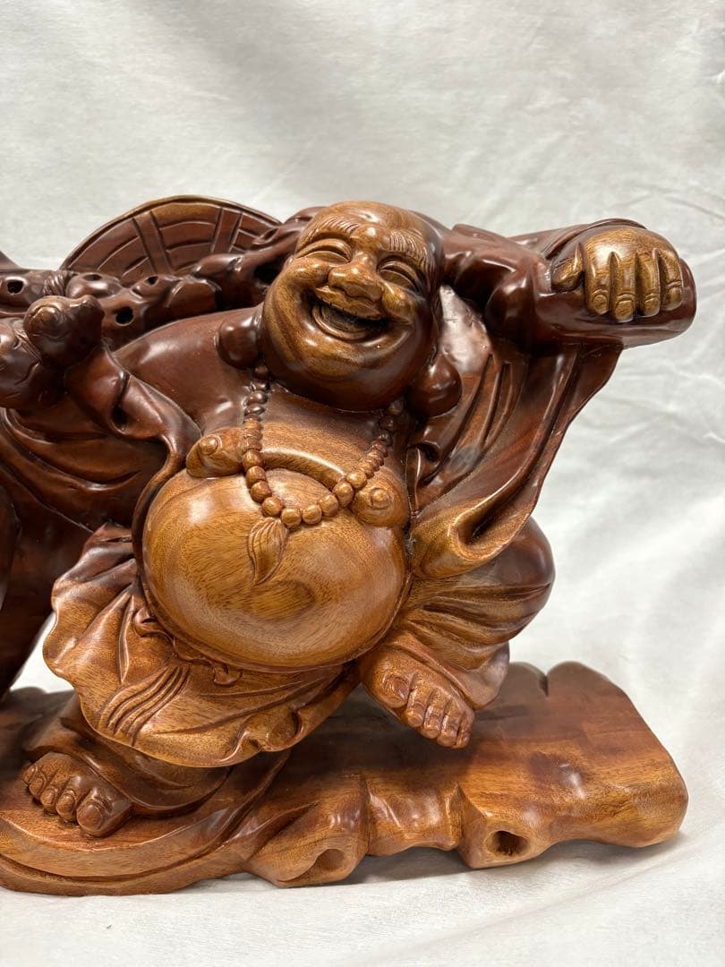 七福神　布袋様　木彫像　開運　縁起物　招福　置物　インテリア