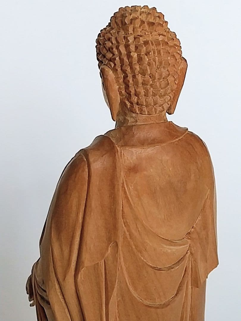 阿弥陀如来立像 5寸 像のみ #656 ◆白檀 木彫 仏像