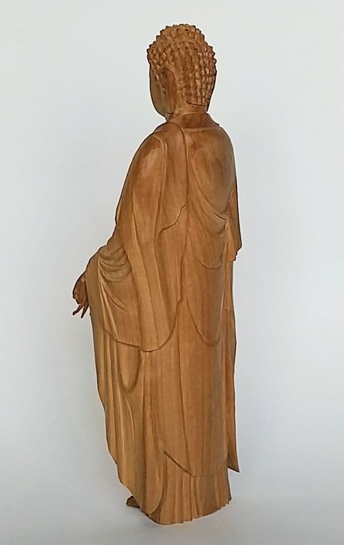 阿弥陀如来立像 5寸 像のみ #656 ◆白檀 木彫 仏像