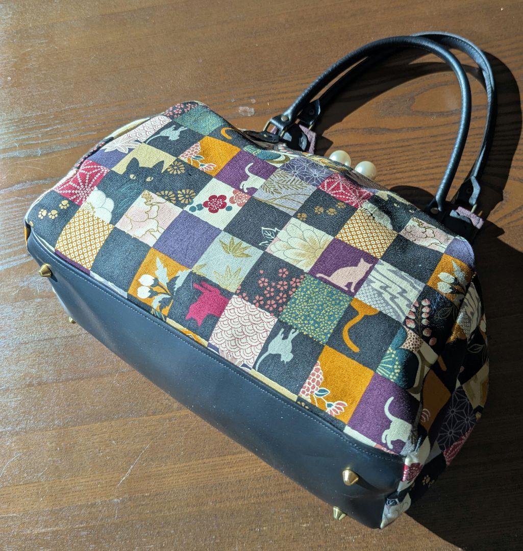 あおりがま口バッグ　ハンドメイド