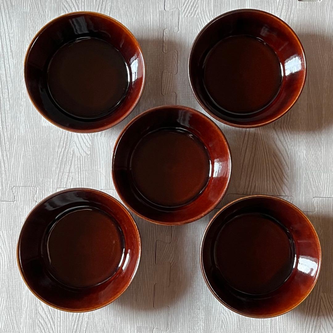 新品 無印良品 益子焼 アメ色 陶器 碗 鉢 ボウル 5個セットで