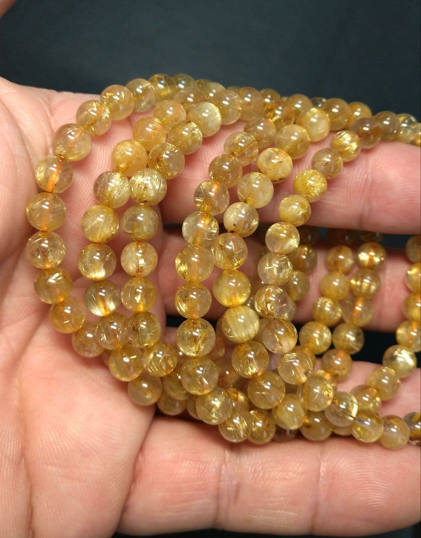 【良質，大特価】ゴールドルチルクォーツ《６本セット》ブレスレット金運仕事運勝負運