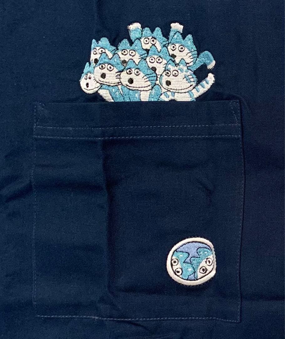 graniph グラニフ 11ぴきのねこ エプロン ネイビー 刺繍 馬場のぼる
