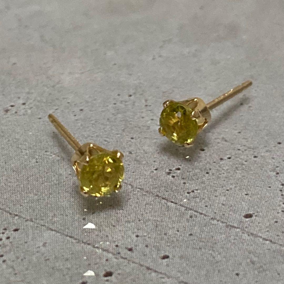 【kr2hkr様】天然石 希少石 宝石質スフェーン4mm ピアス 14kgf