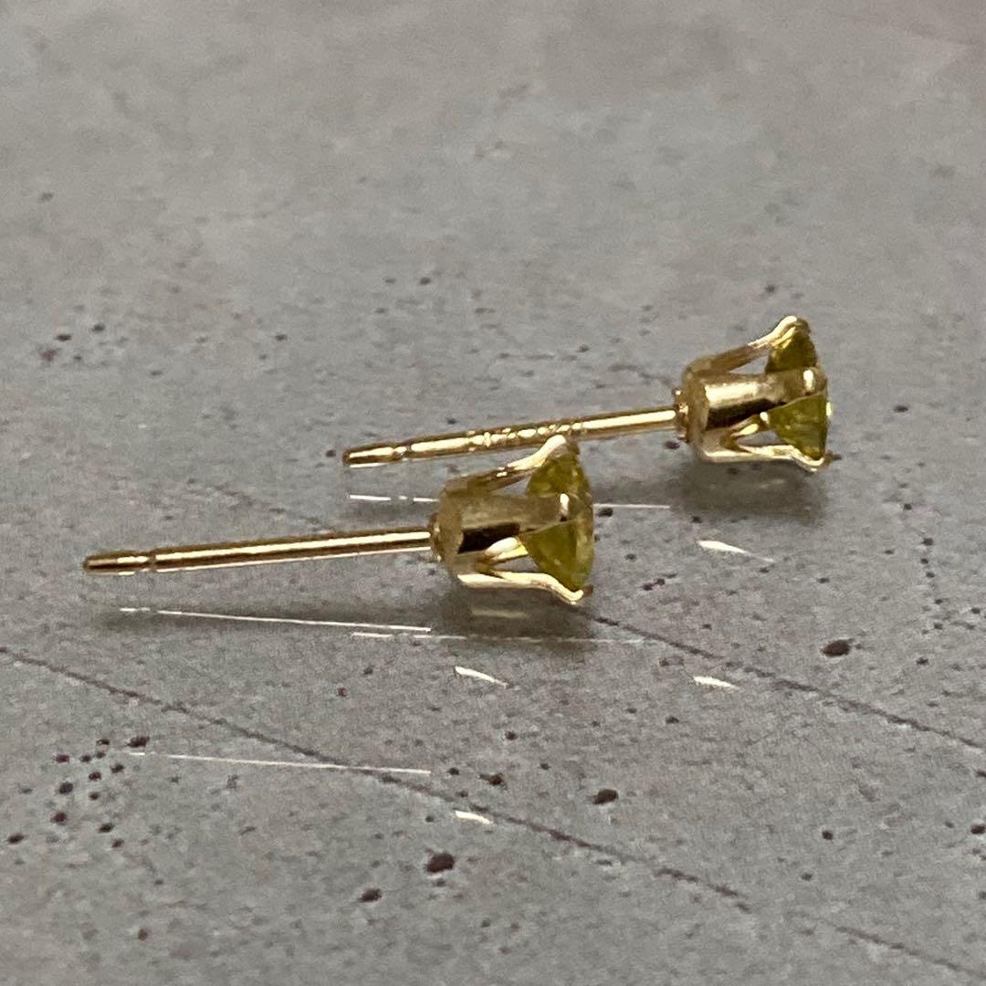 【kr2hkr様】天然石 希少石 宝石質スフェーン4mm ピアス 14kgf