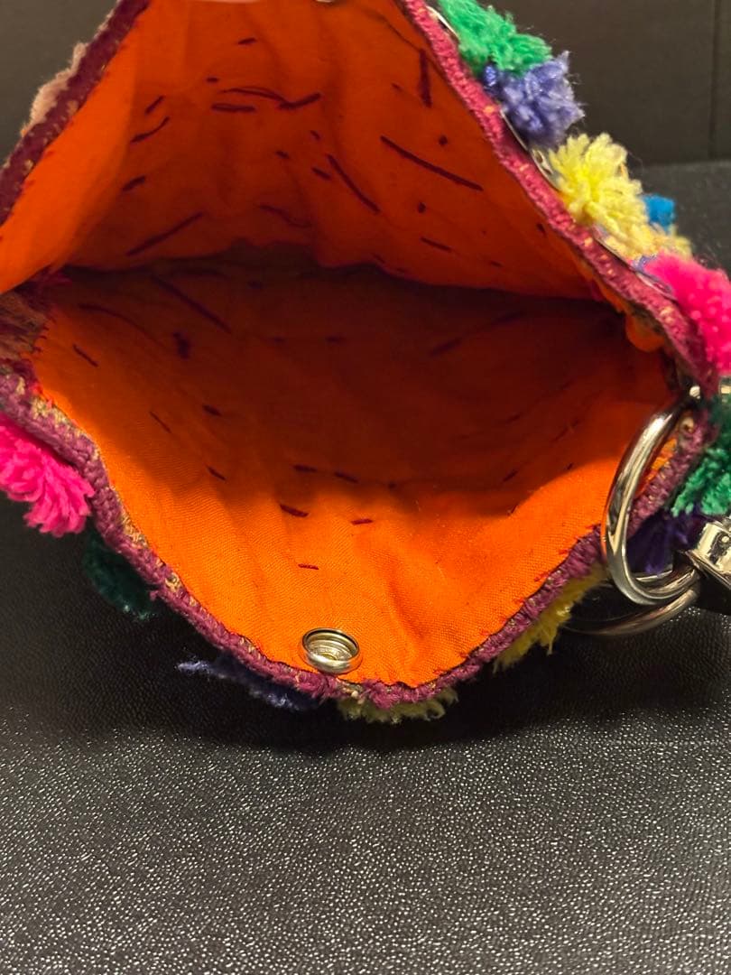 【美品】Leh ミラー ポーチ キーホルダー 22AW ハンドメイド インド製