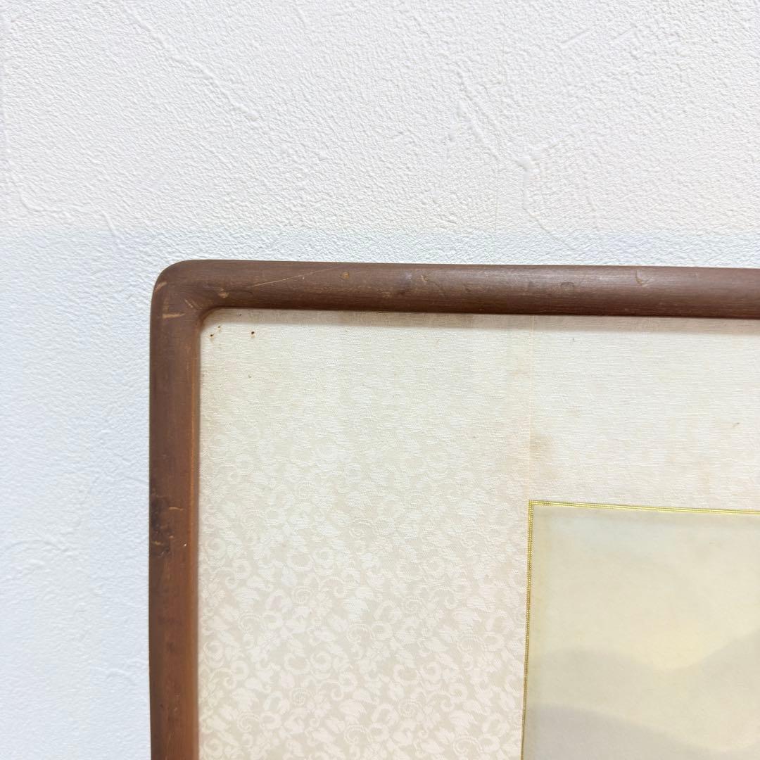 水墨画 山水図 月光 銘 肉筆 額装 日本画 風景画 骨董 アンティーク 霧山