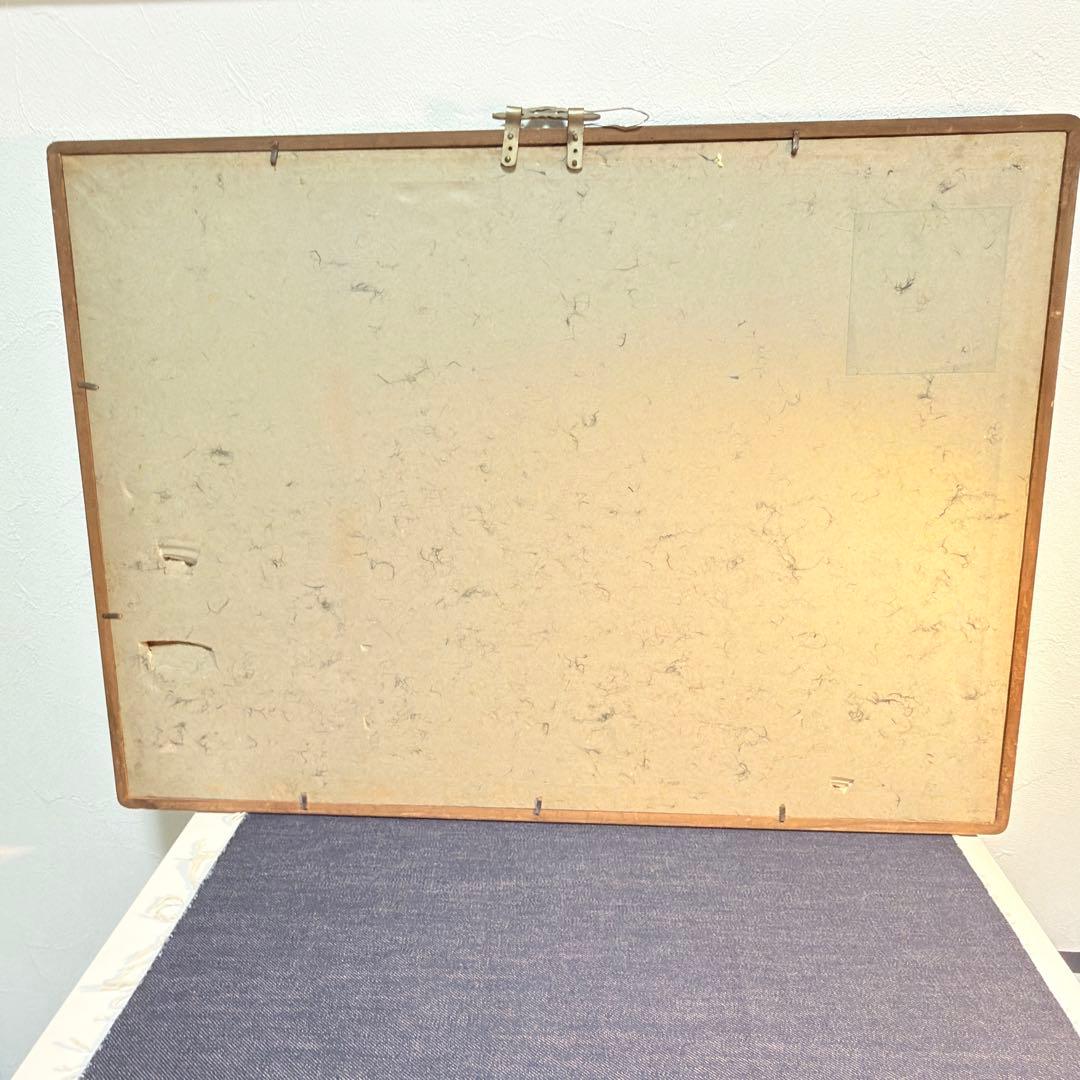 水墨画 山水図 月光 銘 肉筆 額装 日本画 風景画 骨董 アンティーク 霧山