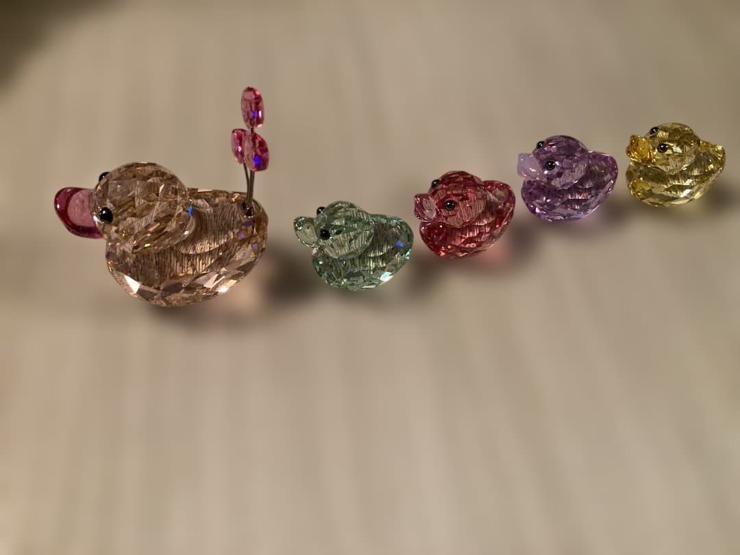 （専用）スワロフスキー クリスタル製アヒルの親子オブジェ